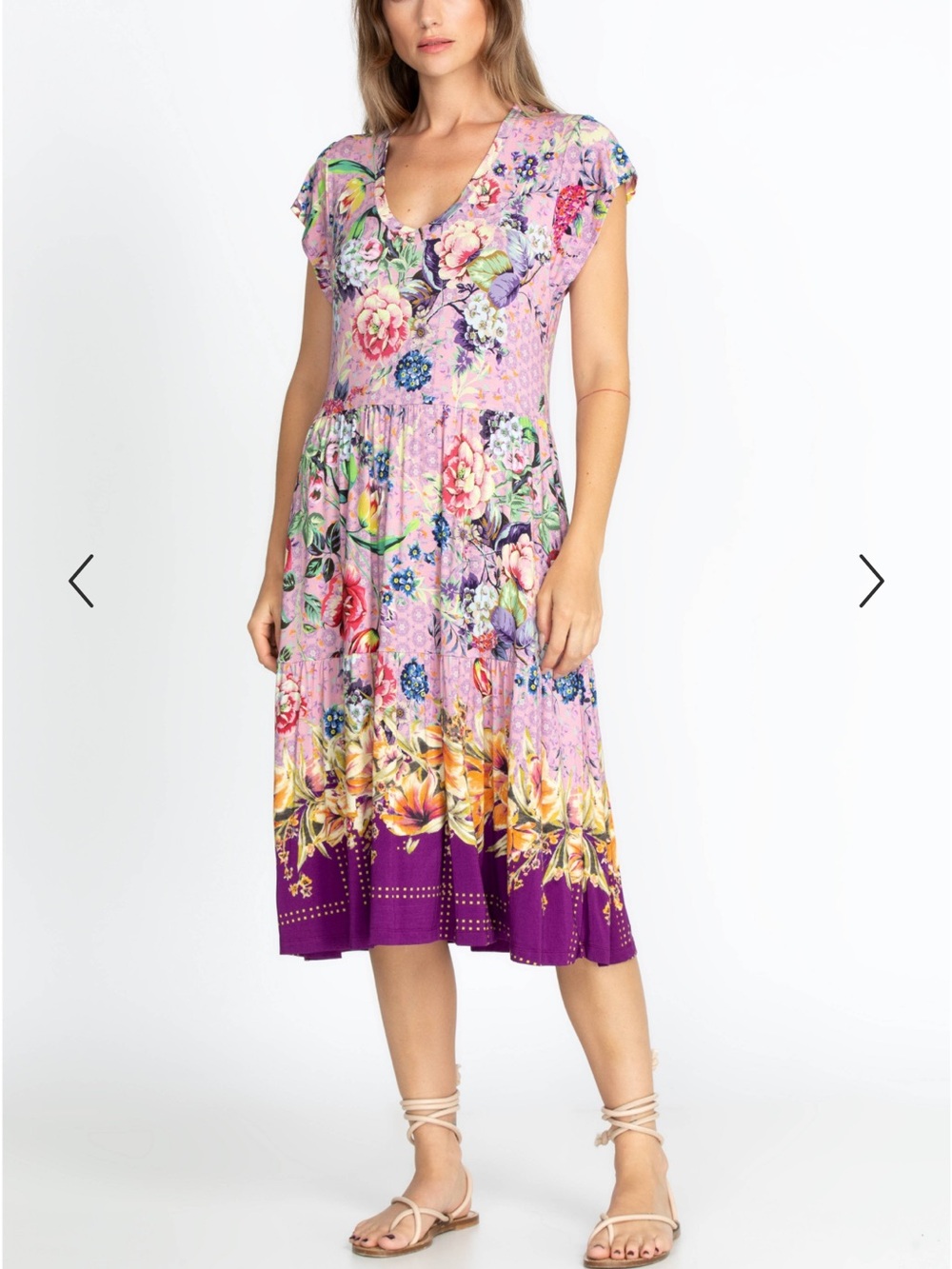 Johnny Was TOPIARY FLORAL TIERED TEA
LENGTH DRESS SIZE XL